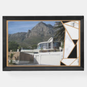 White marble Offset met Onyx Black abstract Gastenboek (Achterkant)