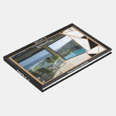 White marble Offset met Onyx Black abstract Gastenboek (Hoek)