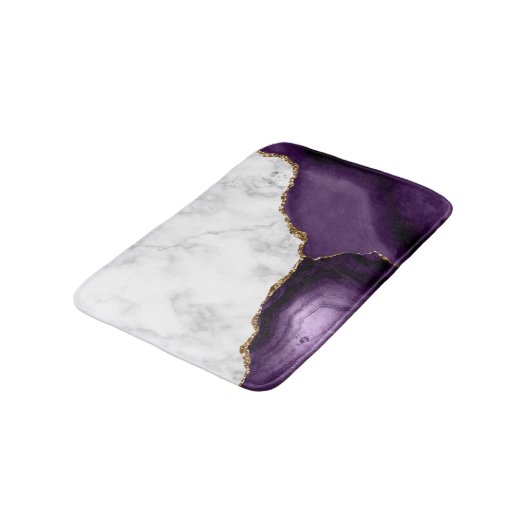 White marble Paars agate Gold Glitter Badmat (Gekanteld)