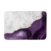 White marble Paars agate Gold Glitter Badmat (Voorkant)