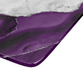 White Marble Paars Agate Silver Glitter Snijplank (Hoek)