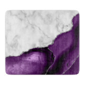 White Marble Paars Agate Silver Glitter Snijplank (Voorkant)