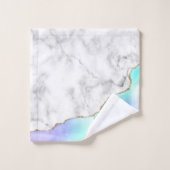 White marble Paars Green Blue Agate Gold Glitter Bad Handdoek (Wasdoekje)