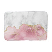 White marble Pastel Roze Agate Gold Glitter Badmat (Voorkant)