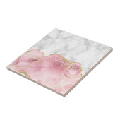 White marble Pastel Roze Agate Gold Glitter Tegeltje (Zijkant)