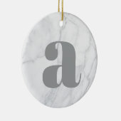 White Marble Personalized Monogram Keramisch Ornament (Rechts)