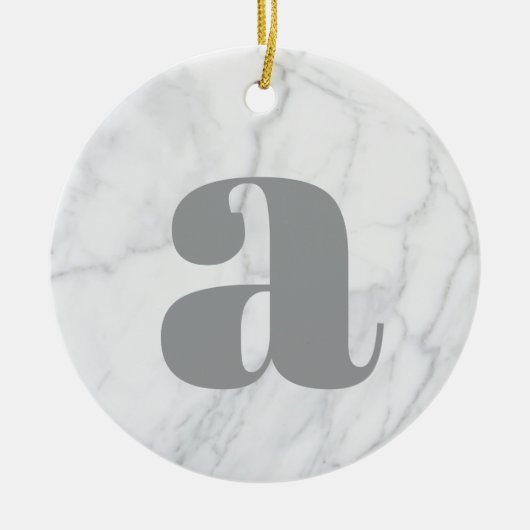 White Marble Personalized Monogram Keramisch Ornament (Voorkant)