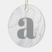 White Marble Personalized Monogram Keramisch Ornament (Links)