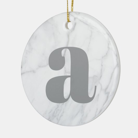 White Marble Personalized Monogram Keramisch Ornament (Links)