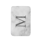 White Marble Persoonlijke Monogram en Naam Badmat (Voorkant Verticaal)