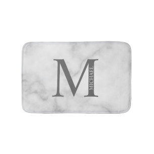 White Marble Persoonlijke Monogram en Naam Badmat