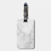 White Marble Persoonlijke Monogram en Naam Bagagelabel (Achterkant verticaal)