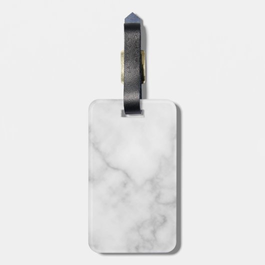 White Marble Persoonlijke Monogram en Naam Bagagelabel (Achterkant verticaal)
