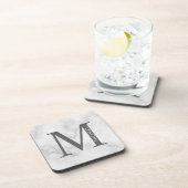White Marble Persoonlijke Monogram en Naam Bier Onderzetter (Rechterzijde)