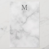 White Marble Persoonlijke Monogram en Naam Briefpapier (Voorkant)