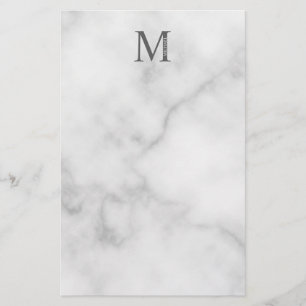 White Marble Persoonlijke Monogram en Naam Briefpapier