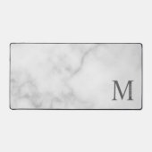 White Marble Persoonlijke Monogram en Naam Bureaumat (Voorkant)