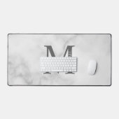 White Marble Persoonlijke Monogram en Naam Bureaumat (Keyboard & Muis)