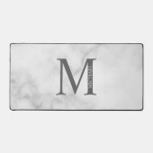 White Marble Persoonlijke Monogram en Naam Bureaumat (Voorkant)