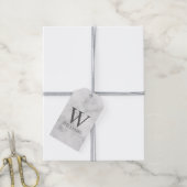 White Marble Persoonlijke Monogram en Naam Cadeaulabel (Met Touw)