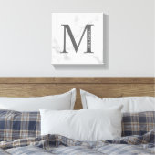 White Marble Persoonlijke Monogram en Naam Canvas Afdruk (Insitu (Slaapkamer))