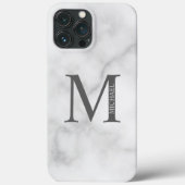 White Marble Persoonlijke Monogram en Naam Case-Mate iPhone Case (Achterkant)