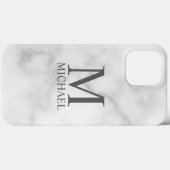 White Marble Persoonlijke Monogram en Naam Case-Mate iPhone Case (Achterkant (horizontaal))