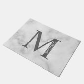 White Marble Persoonlijke Monogram en Naam Deurmat (Schuin)