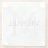 White Marble Persoonlijke Monogram en Naam Glazen Onderzetter (Achterkant)