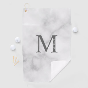 White Marble Persoonlijke Monogram en Naam Golfhanddoek