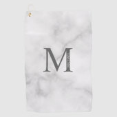 White Marble Persoonlijke Monogram en Naam Golfhanddoek (Voorkant)