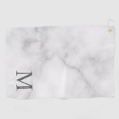 White Marble Persoonlijke Monogram en Naam Golfhanddoek (Horizontaal)