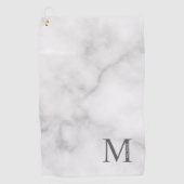White Marble Persoonlijke Monogram en Naam Golfhanddoek (Voorkant)