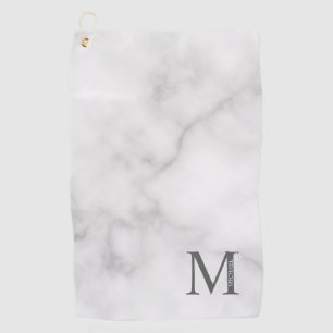 White Marble Persoonlijke Monogram en Naam Golfhanddoek