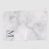 White Marble Persoonlijke Monogram en Naam Golfhanddoek (Horizontaal)