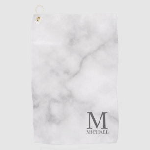 White Marble Persoonlijke Monogram en Naam Golfhanddoek