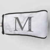White Marble Persoonlijke Monogram en Naam Golfheadcover (Voorkant)
