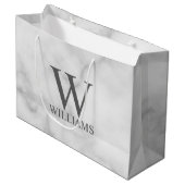White Marble Persoonlijke Monogram en Naam Groot Cadeauzakje (Voorkant Gekanteld)