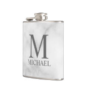 White Marble Persoonlijke Monogram en Naam Heupfles (Links)