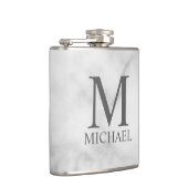 White Marble Persoonlijke Monogram en Naam Heupfles (Rechts)