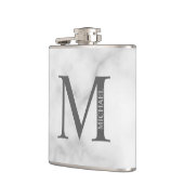 White Marble Persoonlijke Monogram en Naam Heupfles (Links)