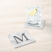 White Marble Persoonlijke Monogram en Naam Kartonnen Onderzetters (Insitu)