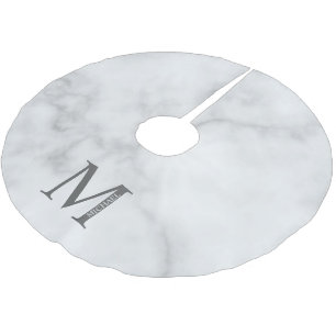 White Marble Persoonlijke Monogram en Naam Kerstboom Rok