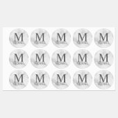 White Marble Persoonlijke Monogram en Naam Labels (Vel)