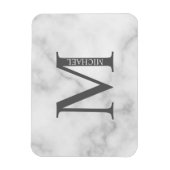 White Marble Persoonlijke Monogram en Naam Magneet (Verticaal)