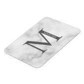 White Marble Persoonlijke Monogram en Naam Magneet (Linkerzijde)