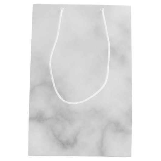 White Marble Persoonlijke Monogram en Naam Medium Cadeauzakje (Achterkant)