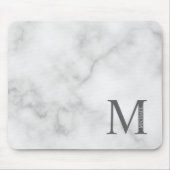 White Marble Persoonlijke Monogram en Naam Muismat (Voorkant)