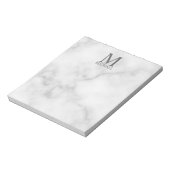 White Marble Persoonlijke Monogram en Naam Notitieblok (Linkerzijde)
