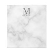White Marble Persoonlijke Monogram en Naam Notitieblok (Voorkant)